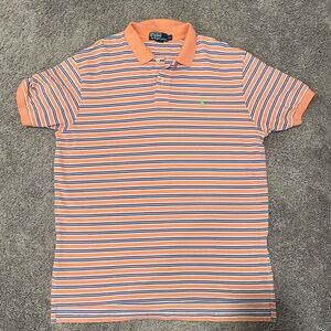 Polo Golf Ralph Lauren Mens Size XL Striped Orange Blue Pony Logo (127)